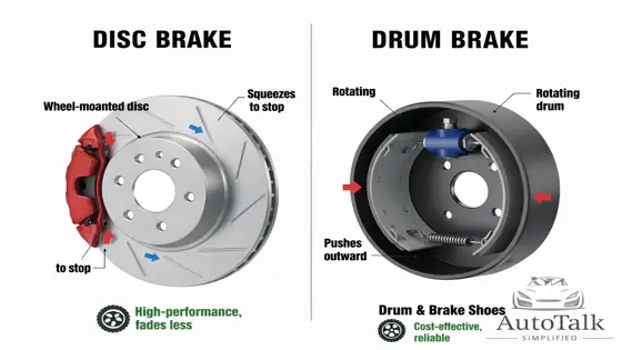 Comparison of disc brakes and drum brakes used in cars
