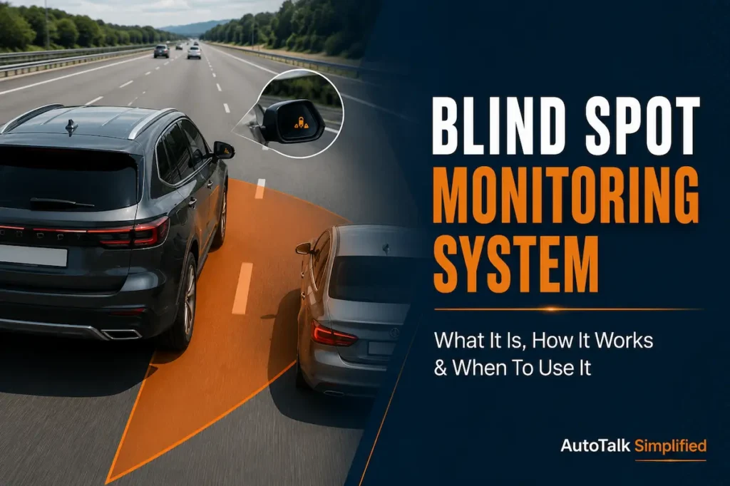 Blind spot monitoring system detecting a vehicle in a driver's blind spot during a highway lane change